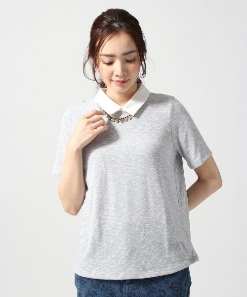 GLOBAL WORK（グローバルワーク）の「エリツキカットプルオーバー／ＳＳ（トップス・レディース・ホワイト06/グレー12/グリーン75/ネイビー88・Ｍ/Ｌ）」の2枚目の写真