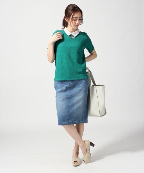 GLOBAL WORK（グローバルワーク）の「エリツキカットプルオーバー／ＳＳ（トップス・レディース・ホワイト06/グレー12/グリーン75/ネイビー88・Ｍ/Ｌ）」の5枚目の写真