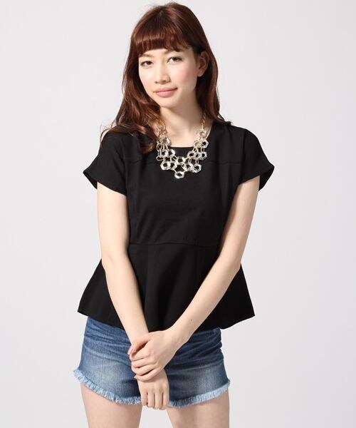 JEANASIS(ジーナシス)の「キリカエペプラムSS(トップス・レディース・オフホワイト/ブラック・FREE)」の2枚目の写真