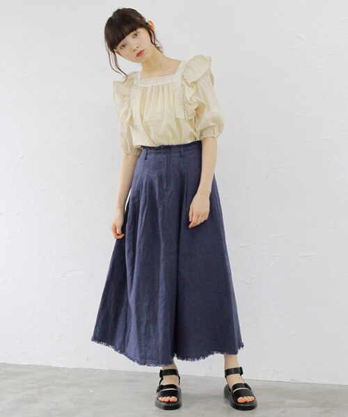 Crisp（クリスプ）の「【WEB限定】フリルレースブラウス（シャツ/ブラウス・レディース・ベージュ/ブラウン・FREE）」の4枚目の写真