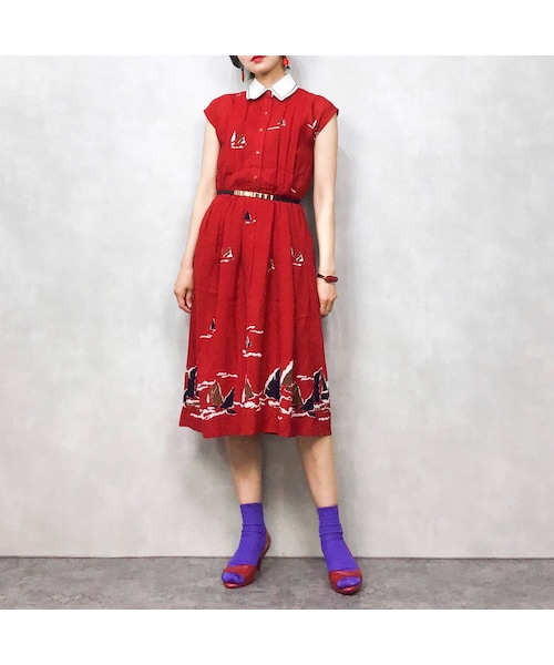 USED（ユーズド）の「TOKYO STYLE red one piece（ワンピース・レディース・その他）」の2枚目の写真