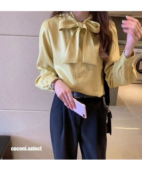 no brand(ノーブランド)の「CO192: フロントリボンシンプルシャツ(シャツ/ブラウス・レディース・その他)」の1枚目の写真