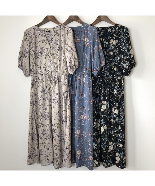 copine（コピン）の「【スペシャルプライス！定価3190円→1430円】大人気シリーズ！キーネック花柄5分袖ガウンワンピース(3color)【クリックポスト対象商品】（ワンピース・レディース・その他）」の13枚目の写真