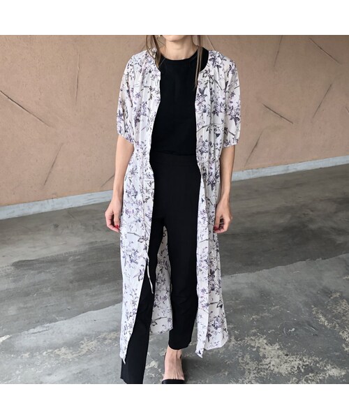 copine（コピン）の「【スペシャルプライス！定価3190円→1430円】大人気シリーズ！キーネック花柄5分袖ガウンワンピース(3color)【クリックポスト対象商品】（ワンピース・レディース・その他）」の6枚目の写真