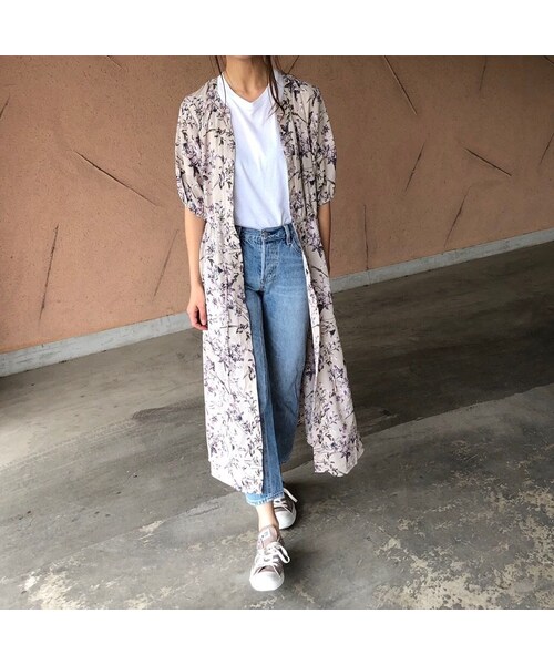 copine（コピン）の「【スペシャルプライス！定価3190円→1430円】大人気シリーズ！キーネック花柄5分袖ガウンワンピース(3color)【クリックポスト対象商品】（ワンピース・レディース・その他）」の8枚目の写真