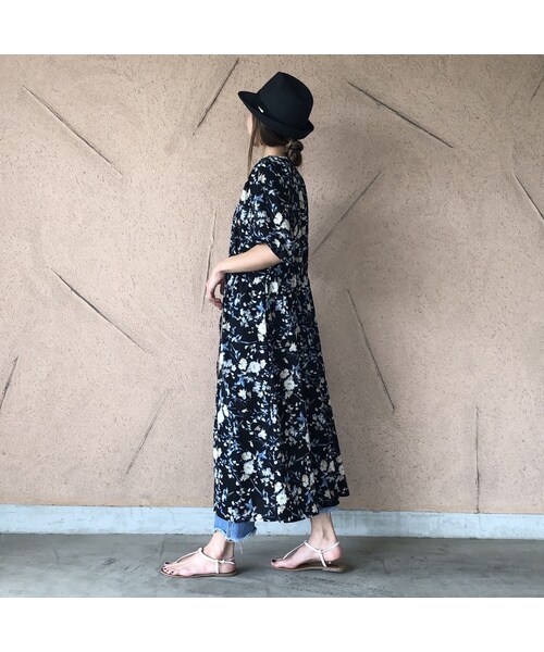 copine（コピン）の「【スペシャルプライス！定価3190円→1430円】大人気シリーズ！キーネック花柄5分袖ガウンワンピース(3color)【クリックポスト対象商品】（ワンピース・レディース・その他）」の11枚目の写真