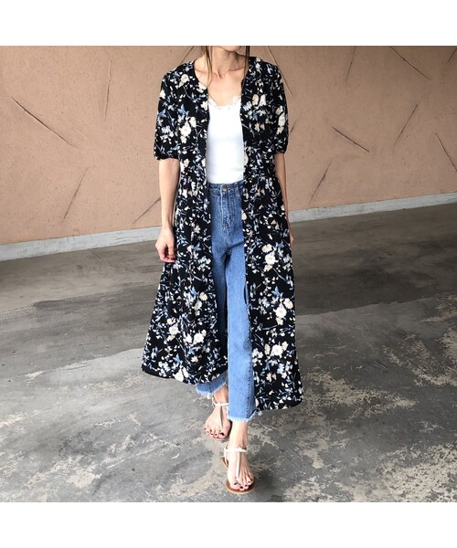 copine（コピン）の「【スペシャルプライス！定価3190円→1430円】大人気シリーズ！キーネック花柄5分袖ガウンワンピース(3color)【クリックポスト対象商品】（ワンピース・レディース・その他）」の10枚目の写真