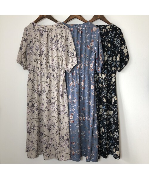 copine（コピン）の「【スペシャルプライス！定価3190円→1430円】大人気シリーズ！キーネック花柄5分袖ガウンワンピース(3color)【クリックポスト対象商品】（ワンピース・レディース・その他）」の14枚目の写真
