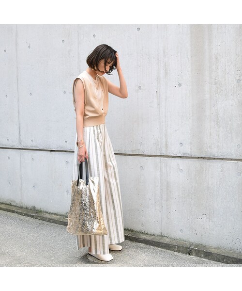 no brand（ノーブランド）の「ランダムストライプワイドPT（その他パンツ・レディース・その他）」の3枚目の写真