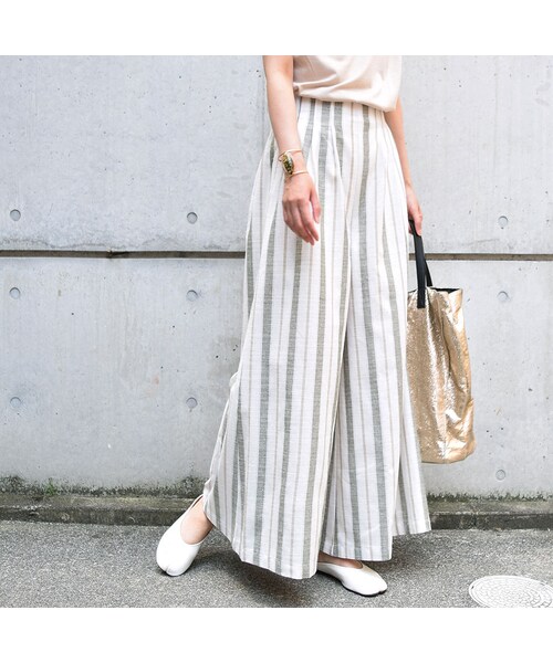 no brand（ノーブランド）の「ランダムストライプワイドPT（その他パンツ・レディース・その他）」の2枚目の写真