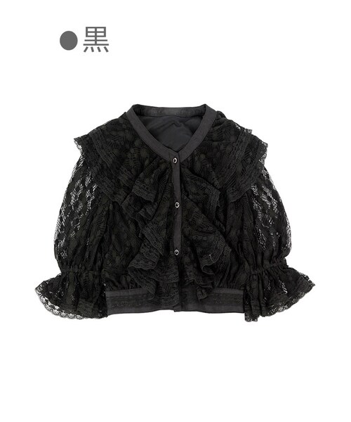 Bobon21（ボボンニジュウイチ）の「袖透けクラシカルレーストップス-全２色-（シャツ/ブラウス・レディース・ホワイト/ブラック・M）」の2枚目の写真