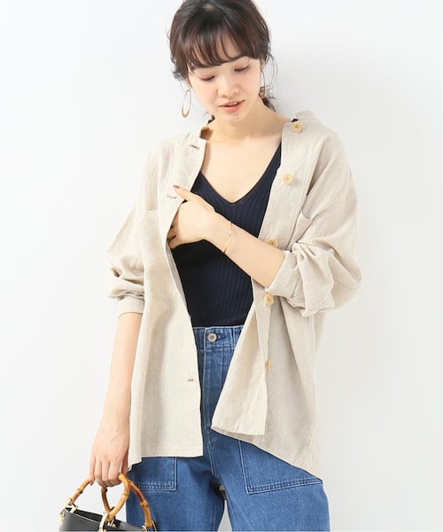 イエナ　ブーテッドブルゾン IENA（イエナ）の「IENA LA BOUCLE 麻ダブルオックス 胸ポケット
