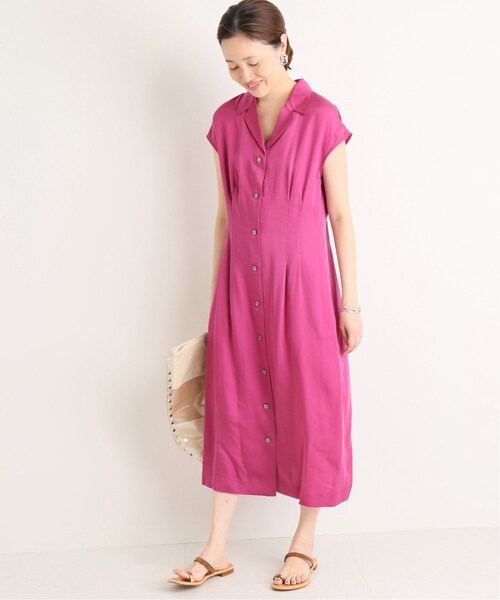 お買い物大好き♡SLOBE IENA アンティークサテンワンピース SLOW／一部店舗限定】ウォッシュドコットンサテン