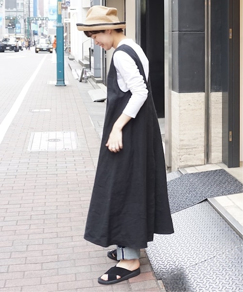 ジャーナルスタンダードラックス リネンワッシャーワンピース黒 ジャーナルスタンダードラックス リネンワッシャーワンピース黒