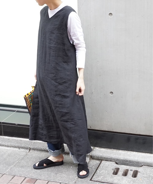 ジャーナルスタンダードラックス リネンワッシャーワンピース黒 ジャーナルスタンダードラックス リネンワッシャーワンピース黒