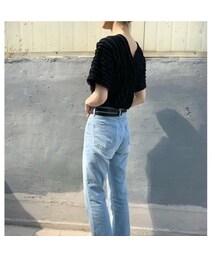 no brand | フリルVネックT / 3collar(Tシャツ/カットソー)