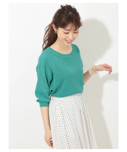 Green　Parks（グリーンパークス）の「ドット柄ギャザースカート（スカート・オフホワイト/ブラック/ネイビー・F）」の4枚目の写真