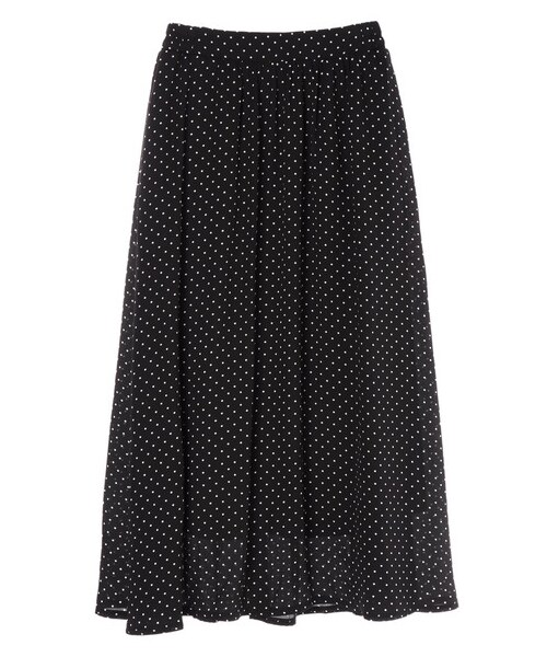 Green　Parks（グリーンパークス）の「ドット柄ギャザースカート（スカート・オフホワイト/ブラック/ネイビー・F）」の12枚目の写真