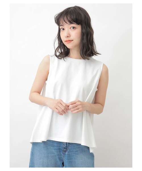 earth music&ecology（アースミュージックアンドエコロジー）の「オーガニックコットンタックノースリーブ（トップス・アイボリー/杢グレー/ブラック/モカ/カーキ/ネイビー/ダークグリーン/ピンクベージュ・F）」の8枚目の写真