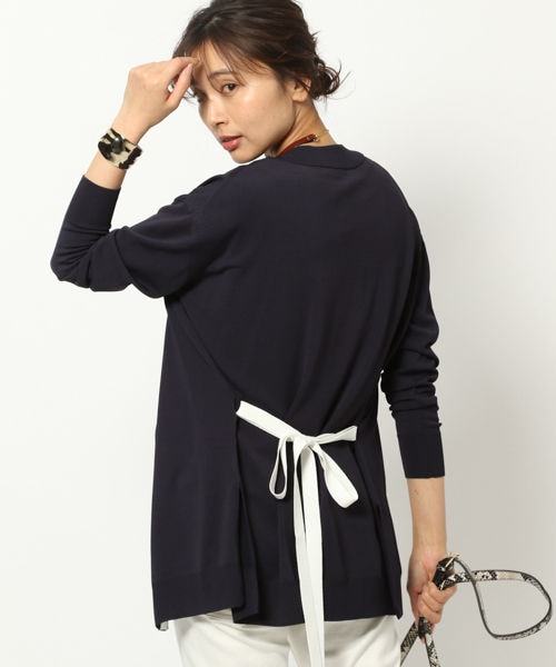 BARNYARDSTORM（バンヤードストーム）の「配色カーデ（トップス・ホワイト/グリーン/ネイビー）」の3枚目の写真