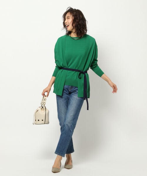 BARNYARDSTORM（バンヤードストーム）の「配色カーデ（トップス・ホワイト/グリーン/ネイビー）」の5枚目の写真