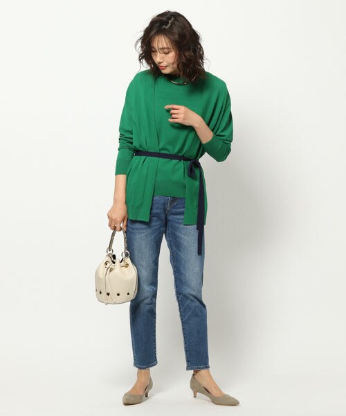 BARNYARDSTORM（バンヤードストーム）の「配色カーデ（トップス・ホワイト/グリーン/ネイビー）」の4枚目の写真