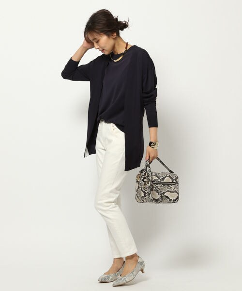 BARNYARDSTORM（バンヤードストーム）の「配色カーデ（トップス・ホワイト/グリーン/ネイビー）」の19枚目の写真