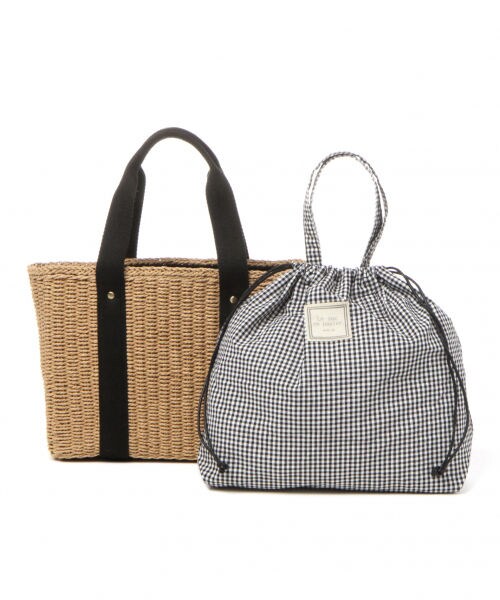 studio CLIP（スタディオクリップ）の「雑材トート・巾着バッグセット（バッグ・ブラックボーダー/ナチュラル/キャメル）」の3枚目の写真