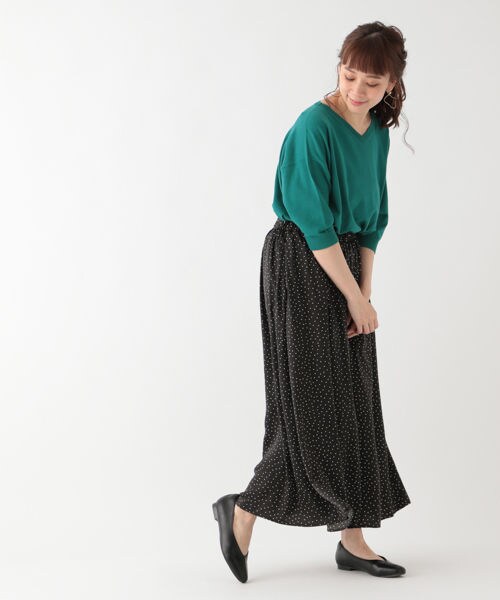 studio CLIP（スタディオクリップ）の「ドット柄プリントスカート（スカート・ブラック/グリーン/ラベンダー）」の4枚目の写真