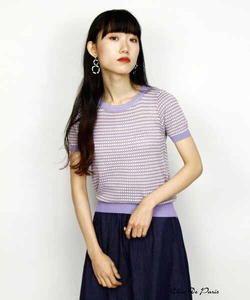 paravion（パラビオン）の「K/パイピングニット（トップス・レディース・ブラック/サックス/ラベンダー・ONE）」の2枚目の写真