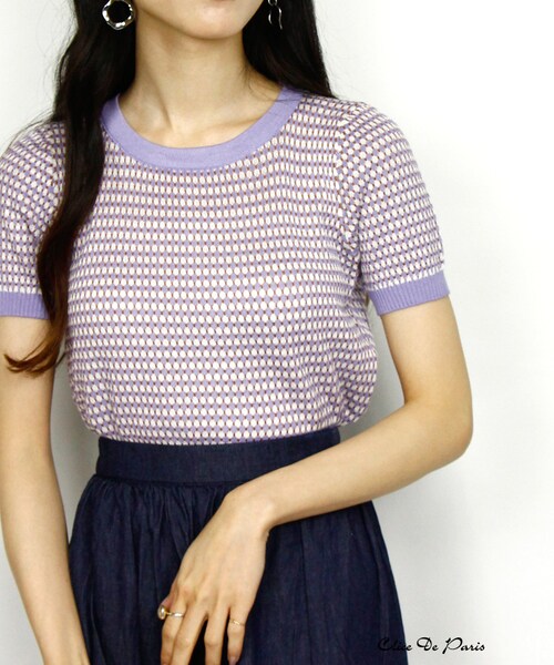 paravion（パラビオン）の「K/パイピングニット（トップス・レディース・ブラック/サックス/ラベンダー・ONE）」の3枚目の写真