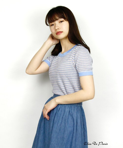 paravion（パラビオン）の「K/パイピングニット（トップス・レディース・ブラック/サックス/ラベンダー・ONE）」の7枚目の写真