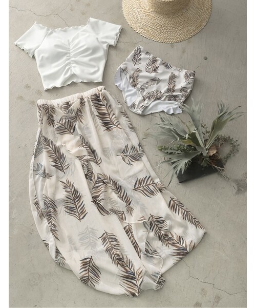 Re Edit リエディ の ボタニカル柄ビキニ ロングスカート水着コーデ3点set 水着 着物 浴衣 Wear