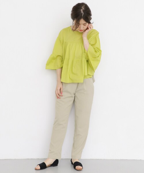 KBF（ケイビーエフ）の「ベルトラップ風テーパードパンツ（パンツ・レディース・DUSTY PINK/GREIGE/BLACK・one）」の5枚目の写真