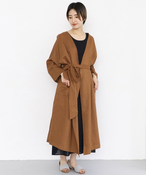 新品♡KBF＊2WAYリネン混ガウン   ブラウン KBF（ケイビーエフ）の「2WAYリネン混ガウン（）」 - WEAR