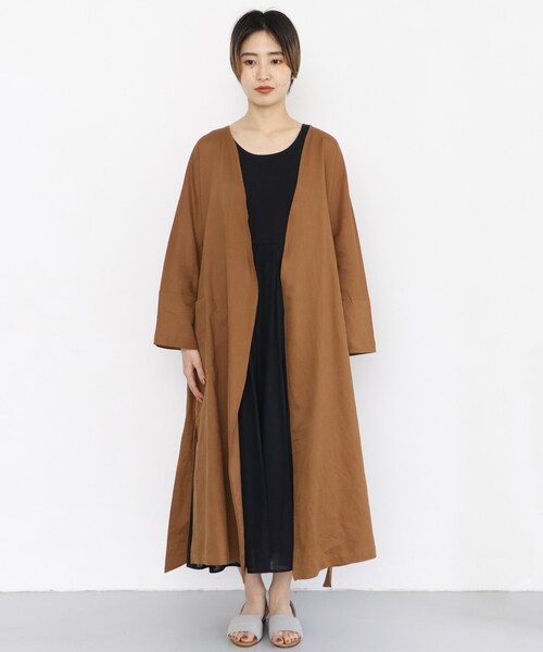 新品♡KBF＊2WAYリネン混ガウン   ブラウン KBF（ケイビーエフ）の「2WAYリネン混ガウン（）」 - WEAR