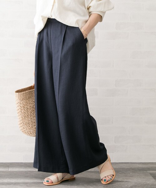 URBAN RESEARCH ROSSO WOMEN（アーバンリサーチ　ロッソ）の「リネンライクワイドパンツ（パンツ・レディース・OFFWHITE/CHARCOAL/NUTS/R/BROWN・36/38）」の2枚目の写真