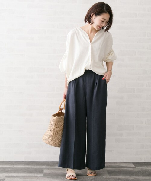 URBAN RESEARCH ROSSO WOMEN（アーバンリサーチ　ロッソ）の「リネンライクワイドパンツ（パンツ・レディース・OFFWHITE/CHARCOAL/NUTS/R/BROWN・36/38）」の11枚目の写真