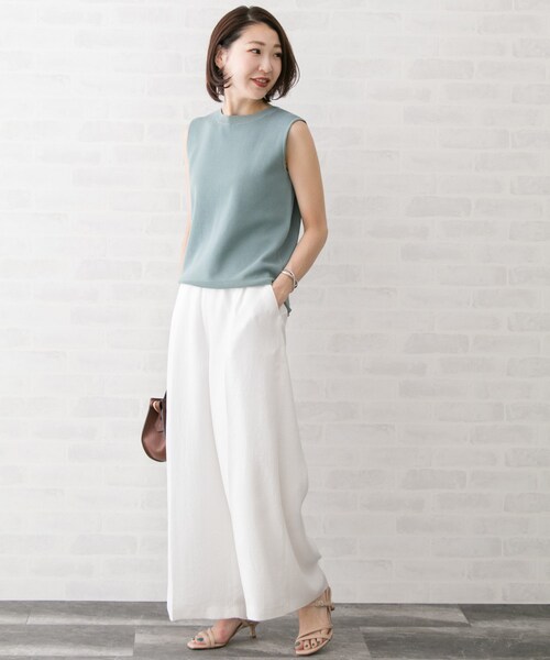 URBAN RESEARCH ROSSO WOMEN（アーバンリサーチ　ロッソ）の「リネンライクワイドパンツ（パンツ・レディース・OFFWHITE/CHARCOAL/NUTS/R/BROWN・36/38）」の8枚目の写真