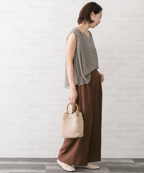 URBAN RESEARCH ROSSO WOMEN（アーバンリサーチ　ロッソ）の「リネンライクワイドパンツ（パンツ・レディース・OFFWHITE/CHARCOAL/NUTS/R/BROWN・36/38）」の16枚目の写真