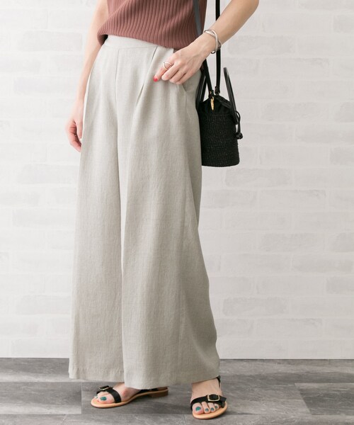 URBAN RESEARCH ROSSO WOMEN（アーバンリサーチ　ロッソ）の「リネンライクワイドパンツ（パンツ・レディース・OFFWHITE/CHARCOAL/NUTS/R/BROWN・36/38）」の4枚目の写真