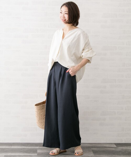 URBAN RESEARCH ROSSO WOMEN（アーバンリサーチ　ロッソ）の「リネンライクワイドパンツ（パンツ・レディース・OFFWHITE/CHARCOAL/NUTS/R/BROWN・36/38）」の12枚目の写真