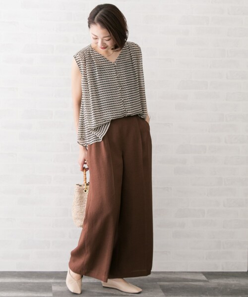 URBAN RESEARCH ROSSO WOMEN（アーバンリサーチ　ロッソ）の「リネンライクワイドパンツ（パンツ・レディース・OFFWHITE/CHARCOAL/NUTS/R/BROWN・36/38）」の15枚目の写真