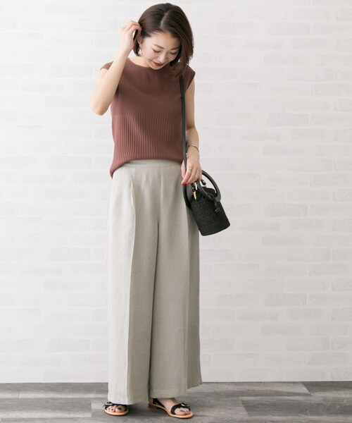 URBAN RESEARCH ROSSO WOMEN（アーバンリサーチ　ロッソ）の「リネンライクワイドパンツ（パンツ・レディース・OFFWHITE/CHARCOAL/NUTS/R/BROWN・36/38）」の19枚目の写真