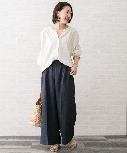 URBAN RESEARCH ROSSO WOMEN（アーバンリサーチ　ロッソ）の「リネンライクワイドパンツ（パンツ・レディース・OFFWHITE/CHARCOAL/NUTS/R/BROWN・36/38）」の10枚目の写真