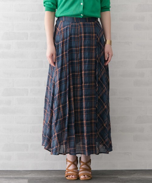 URBAN RESEARCH ROSSO WOMEN（アーバンリサーチ　ロッソ）の「アシメチェックマキシスカート（スカート・レディース・CHARCOAL/NAVY/YELLOW・FREE）」の20枚目の写真