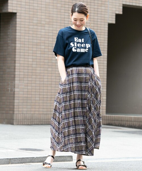URBAN RESEARCH ROSSO WOMEN（アーバンリサーチ　ロッソ）の「アシメチェックマキシスカート（スカート・レディース・CHARCOAL/NAVY/YELLOW・FREE）」の8枚目の写真