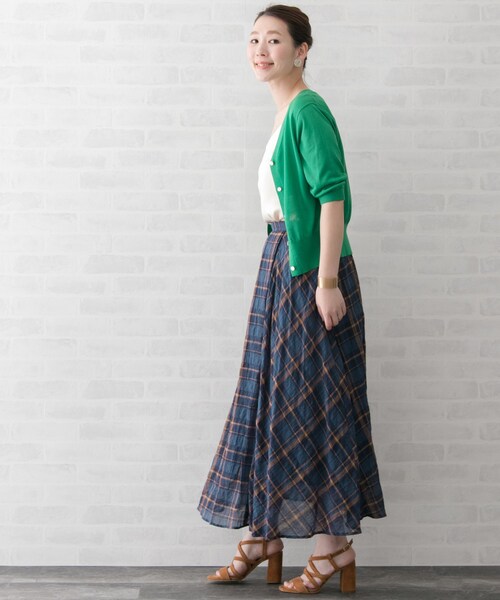 URBAN RESEARCH ROSSO WOMEN（アーバンリサーチ　ロッソ）の「アシメチェックマキシスカート（スカート・レディース・CHARCOAL/NAVY/YELLOW・FREE）」の15枚目の写真
