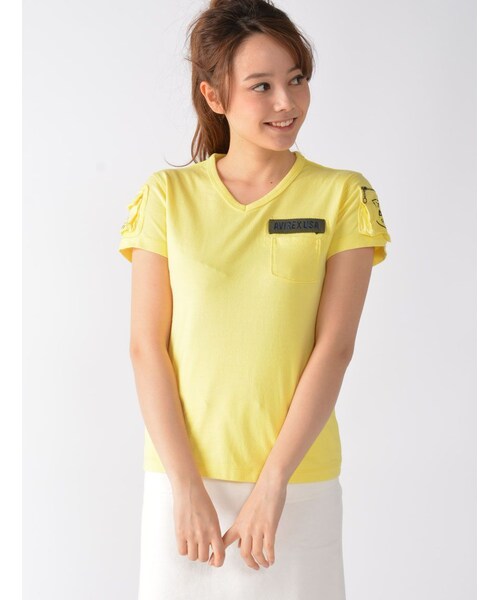 AVIREX(アヴィレックス)の「AVI-L-SS FATIGUE V/N(トップス・レディース・BLK/L/GREY/PINK/WHITE/LEMON・S/M/L)」の22枚目の写真