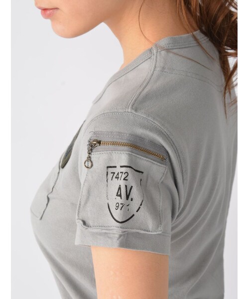 AVIREX(アヴィレックス)の「AVI-L-SS FATIGUE V/N(トップス・レディース・BLK/L/GREY/PINK/WHITE/LEMON・S/M/L)」の20枚目の写真